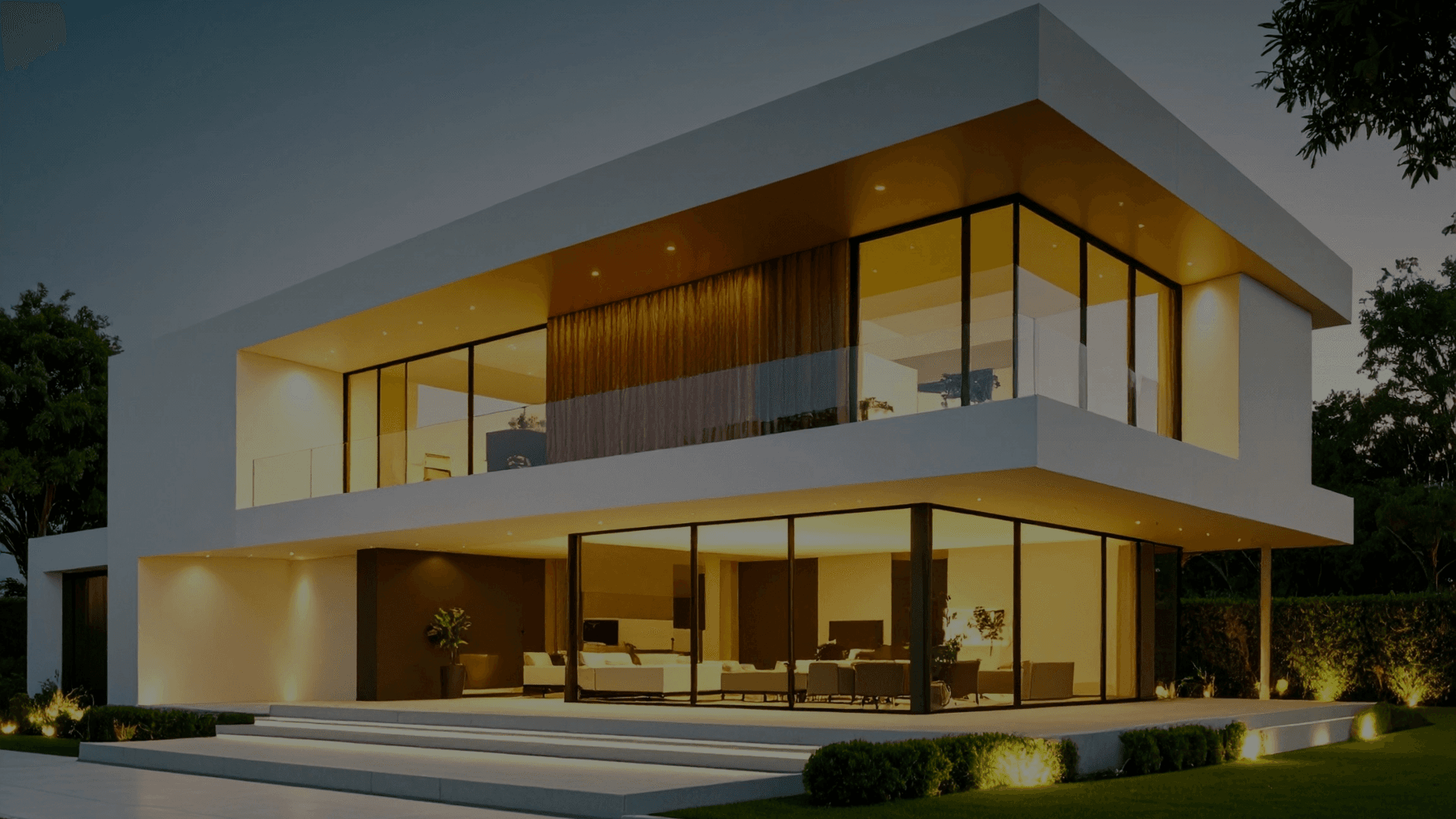 Modern luxury house at dusk