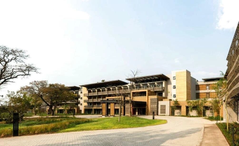 Modern conference venue building with contemporary architecture